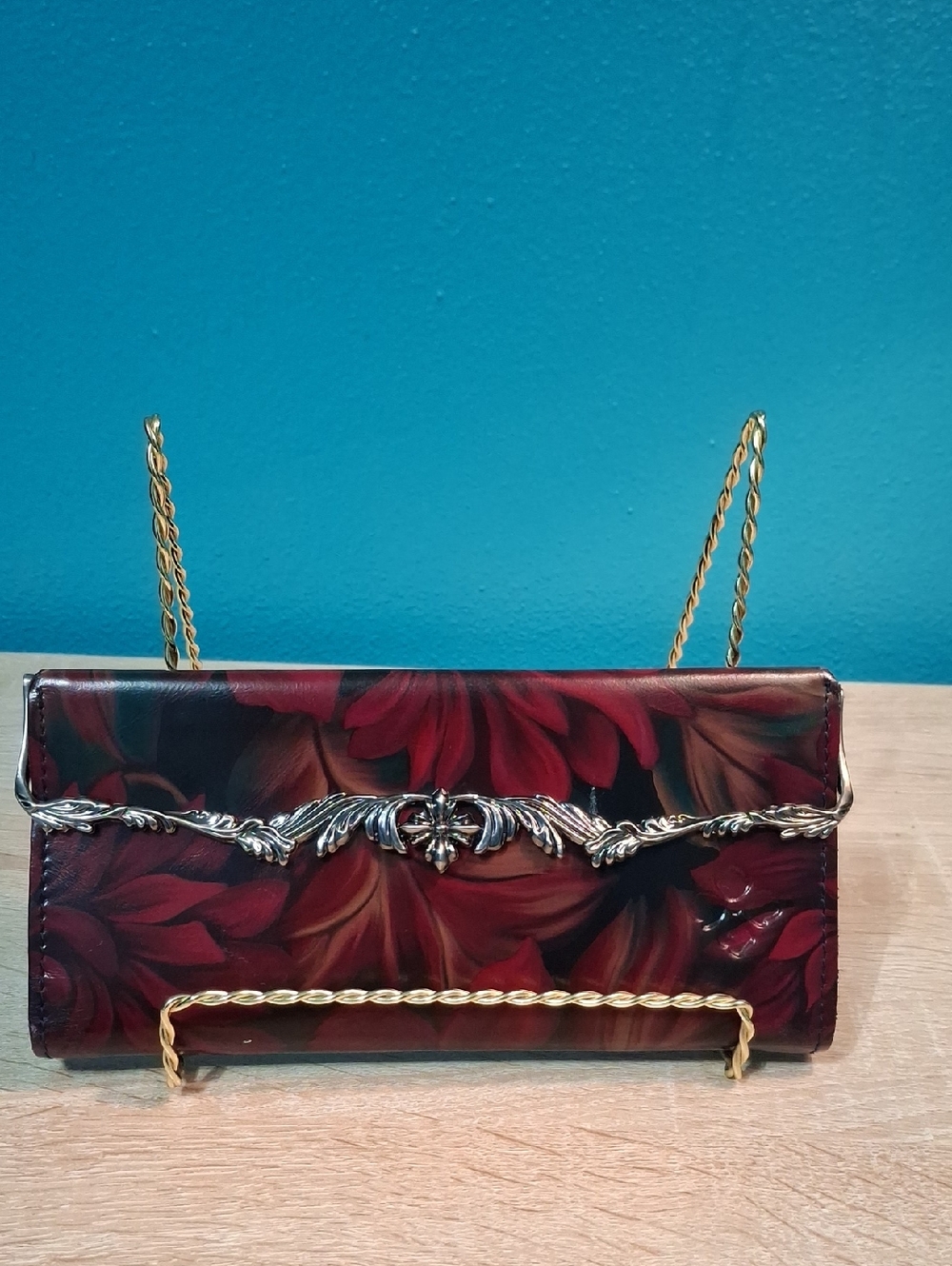 Patricia Nash Loxley Summer Drawing  Leather Wallet with Silver Scroll